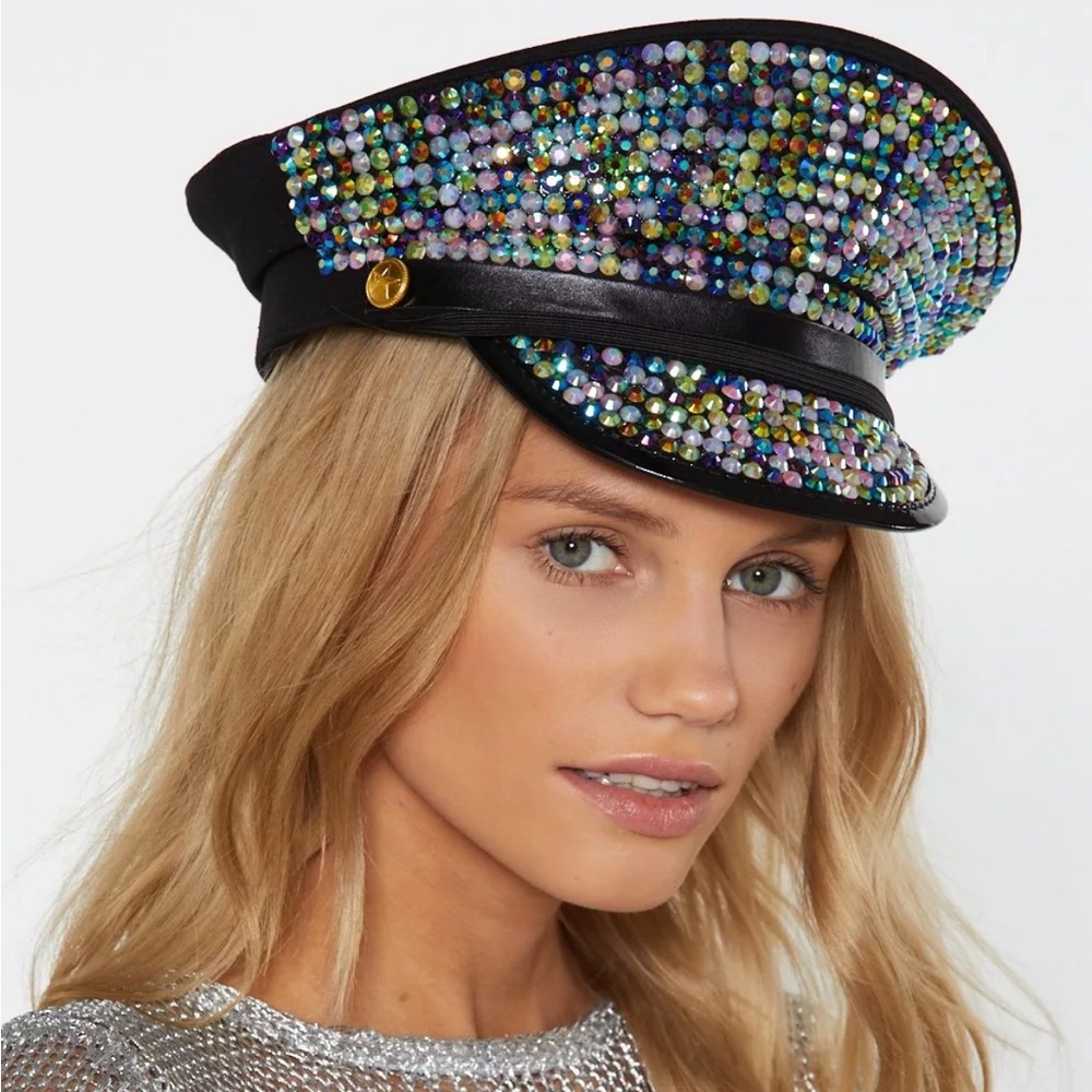 NWT Rhinestone Festival Captain Hat